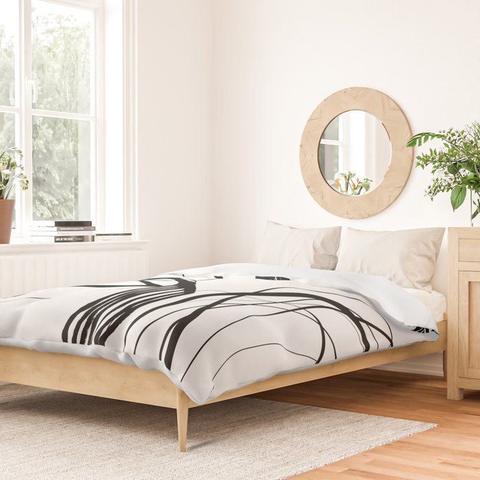 Flowing Ink Dynamics Black And White Duvet Cover Gallery Image 2