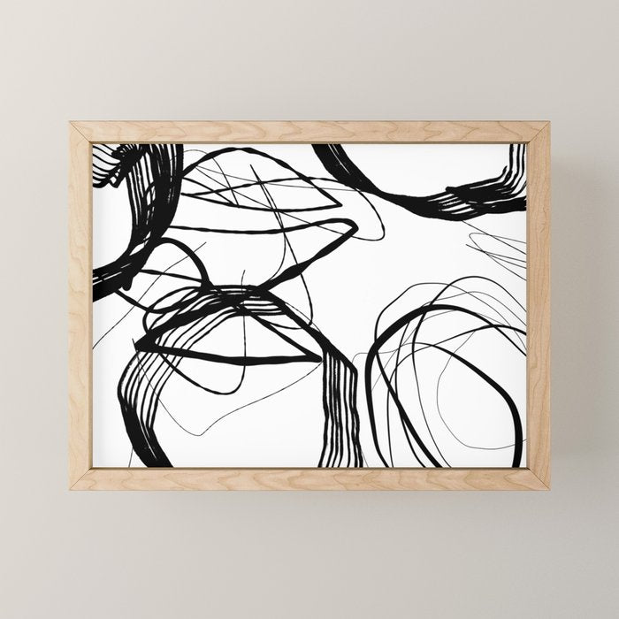Flowing Ink Dynamics Black And White Mini Art Print Gallery Image 1
