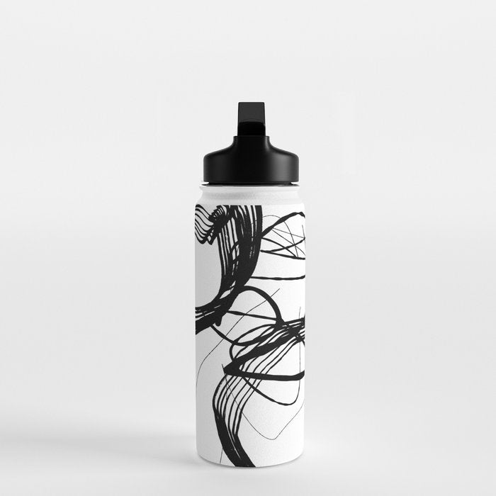 Flowing Ink Dynamics Black And White Water Bottle Gallery Image 3
