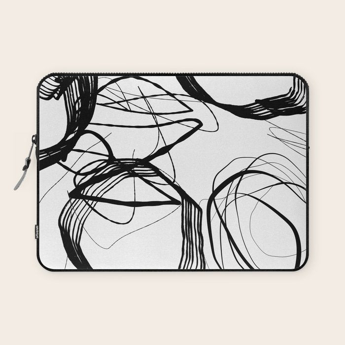 Flowing Ink Dynamics Black And White Laptop Sleeve Gallery Image 1