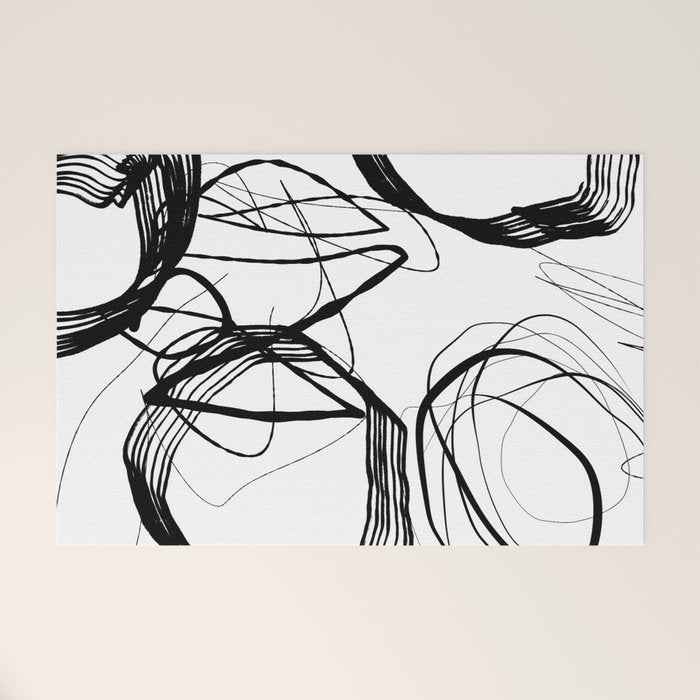 Flowing Ink Dynamics Black And White Welcome Mat Gallery Image 1