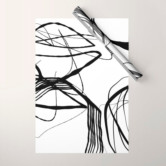 Flowing Ink Dynamics Black And White Wrapping Paper Gallery Image 1