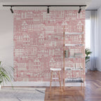 cafe buildings pink Wall Mural Gallery Image 1