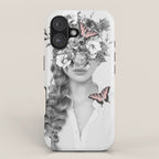 woman with flowers and butterflies 9a iPhone Case Gallery Image 1