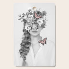 woman with flowers and butterflies 9a Cutting Board Gallery Image 1