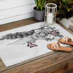 woman with flowers and butterflies 9a Outdoor Rug Gallery Image 2