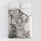 woman with flowers and butterflies 9a Comforter Gallery Image 6