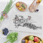 woman with flowers and butterflies 9a Cutting Board Gallery Image 2