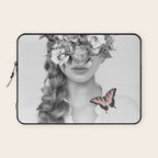 woman with flowers and butterflies 9a Laptop Sleeve Gallery Image 1