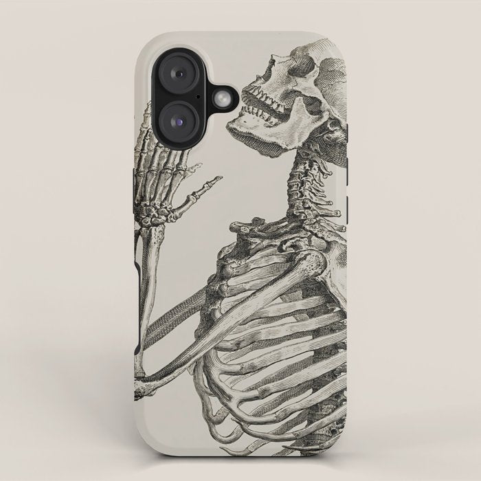 William Cheselden, Osteographia (The Anatomy of Bones), London, 1733 Praying Skeleton iPhone Case Gallery Image 1