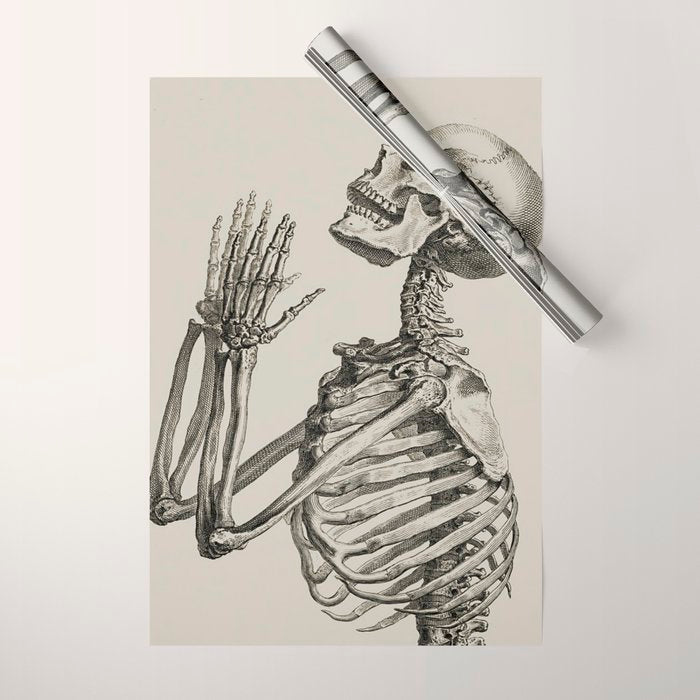 William Cheselden, Osteographia (The Anatomy of Bones), London, 1733 Praying Skeleton Wrapping Paper Gallery Image 1