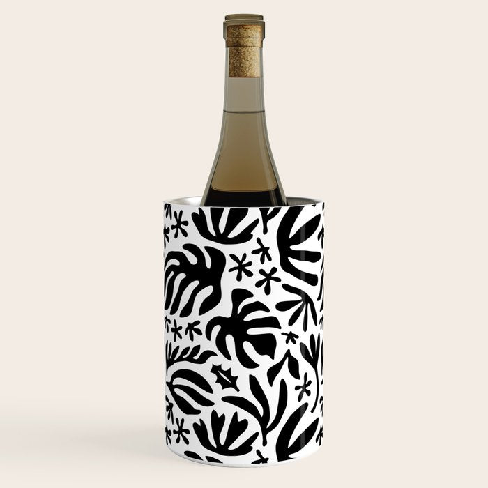 Black and white tropical summer nature pattern Wine Chiller Gallery Image 2