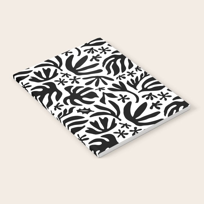 Black and white tropical summer nature pattern Notebook Gallery Image 2
