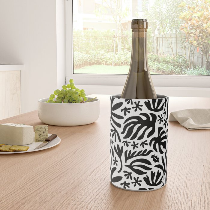 Black and white tropical summer nature pattern Wine Chiller Gallery Image 4
