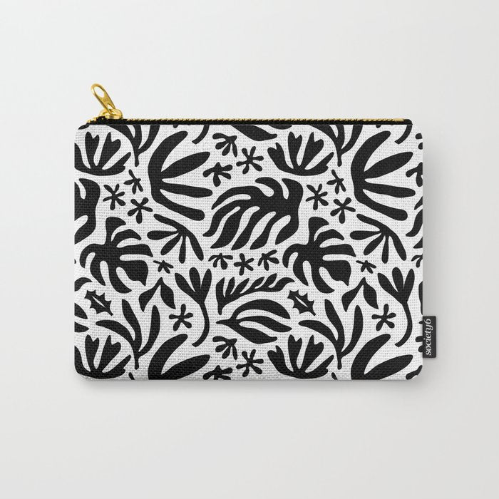 Black and white tropical summer nature pattern Carry All Pouch Gallery Image 1