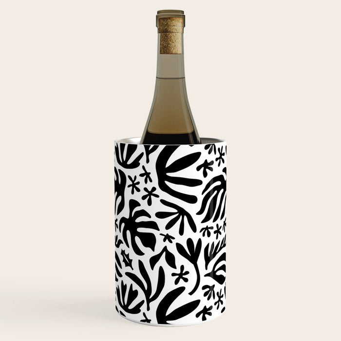 Black and white tropical summer nature pattern Wine Chiller Gallery Image 3