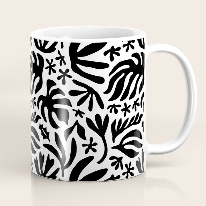 Black and white tropical summer nature pattern Coffee Mug Gallery Image 1