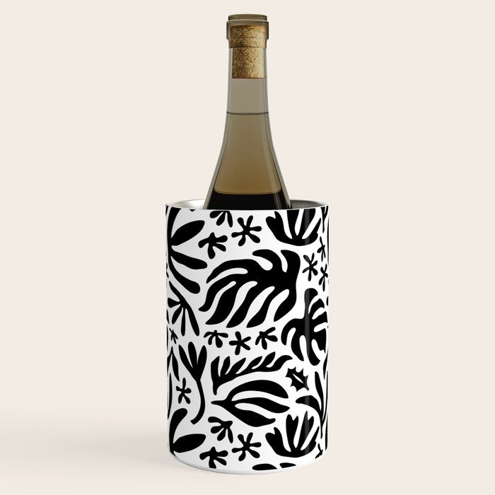 Black and white tropical summer nature pattern Wine Chiller Gallery Image 1