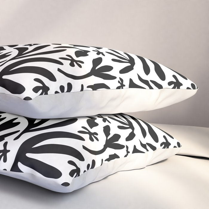 Black and white tropical summer nature pattern Pillow Sham Gallery Image 3