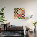 Retro 70s Colorful Patchwork Checkerboard Wood Wall Art Gallery Image 2