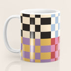 Retro 70s Colorful Patchwork Checkerboard Coffee Mug Gallery Image 3
