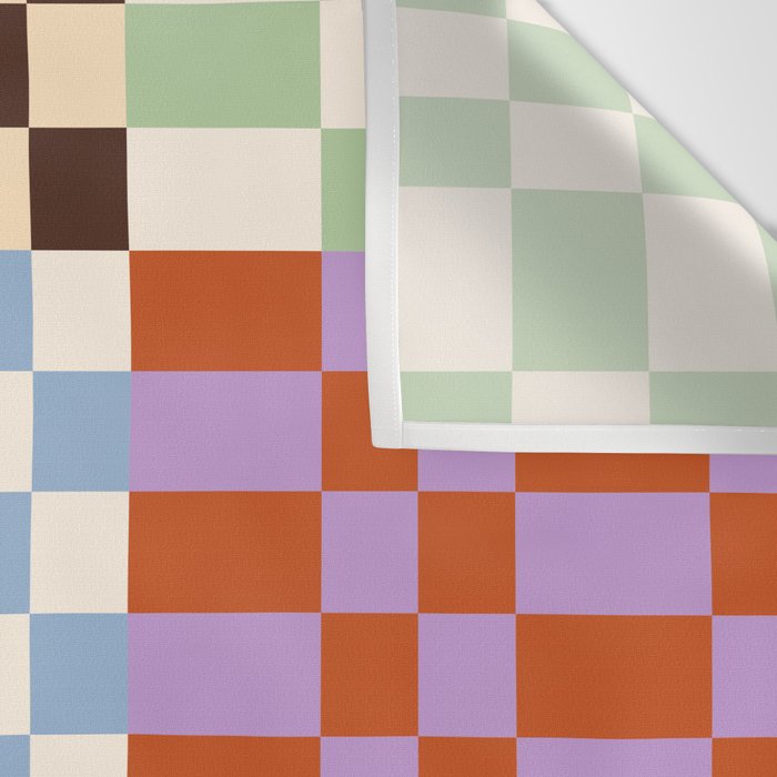 Retro 70s Colorful Patchwork Checkerboard Wall Tapestry Gallery Image 3