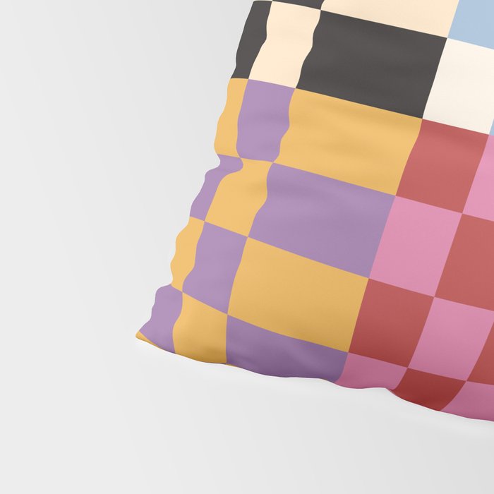 Retro 70s Colorful Patchwork Checkerboard Pillow Sham Gallery Image 4