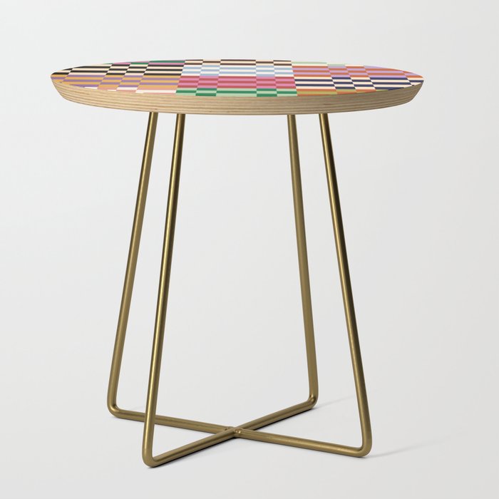 Retro 70s Colorful Patchwork Checkerboard Side Table Gallery Image 1