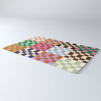 Retro 70s Colorful Patchwork Checkerboard Rug Gallery Image 3