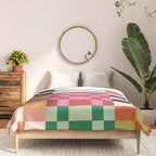 Retro 70s Colorful Patchwork Checkerboard Comforter Gallery Image 3