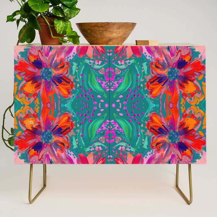 EttaVee Watercolor Florals Credenza Gallery Image 1