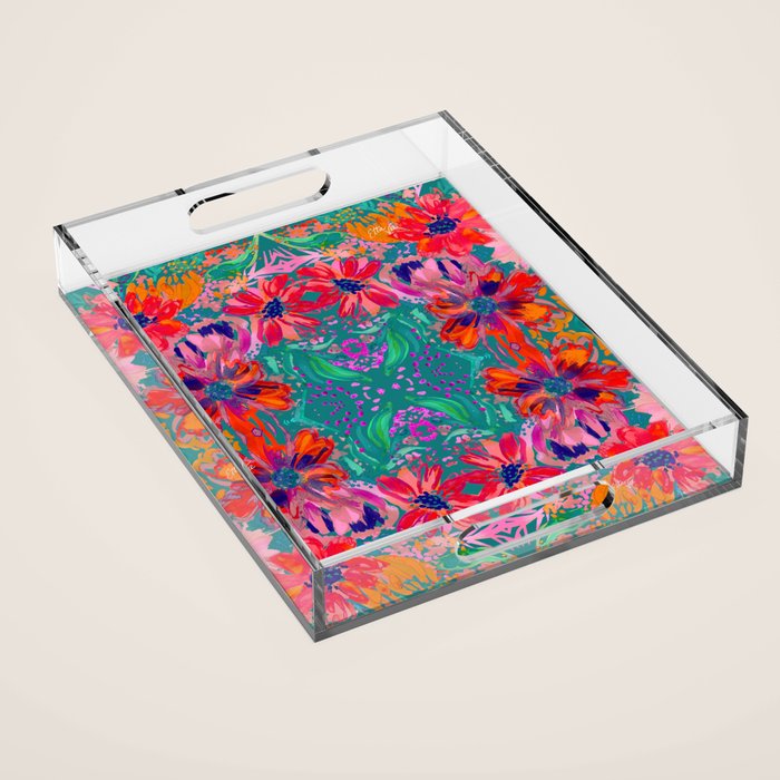 EttaVee Watercolor Florals Acrylic Tray Gallery Image 1