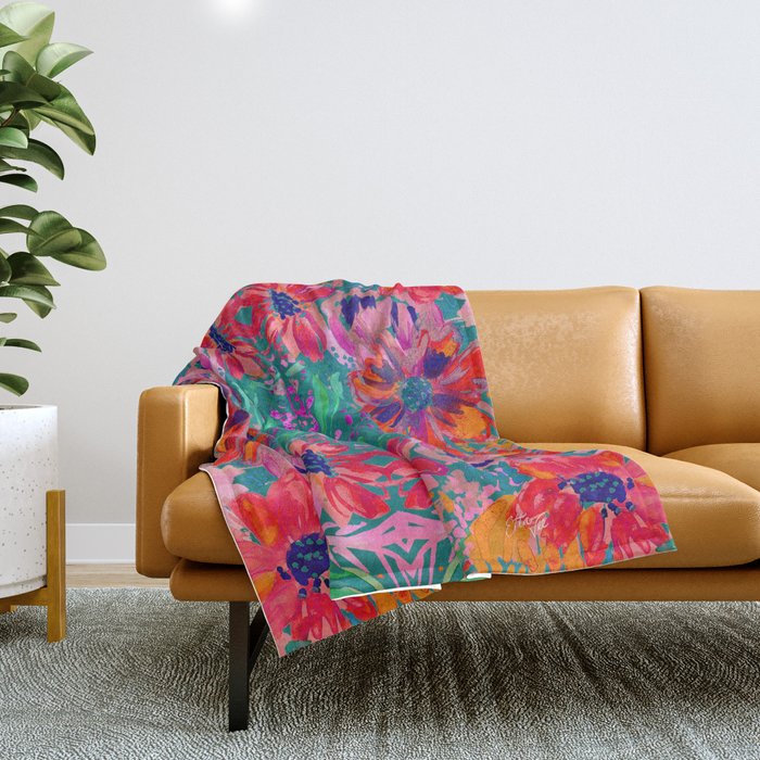 EttaVee Watercolor Florals Throw Blanket Gallery Image 1