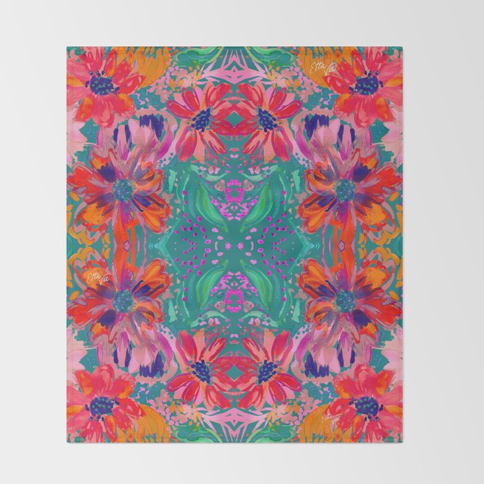 EttaVee Watercolor Florals Throw Blanket Gallery Image 2