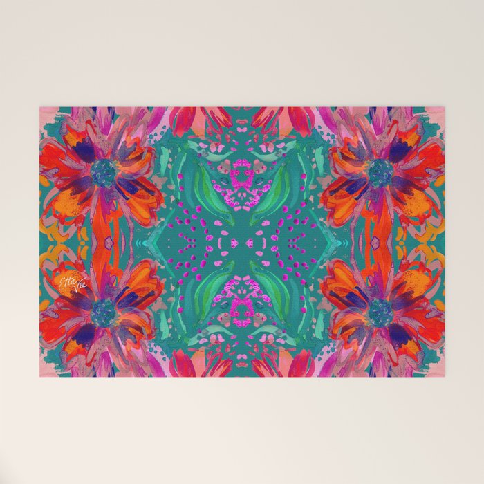EttaVee Watercolor Florals Welcome Mat Gallery Image 1