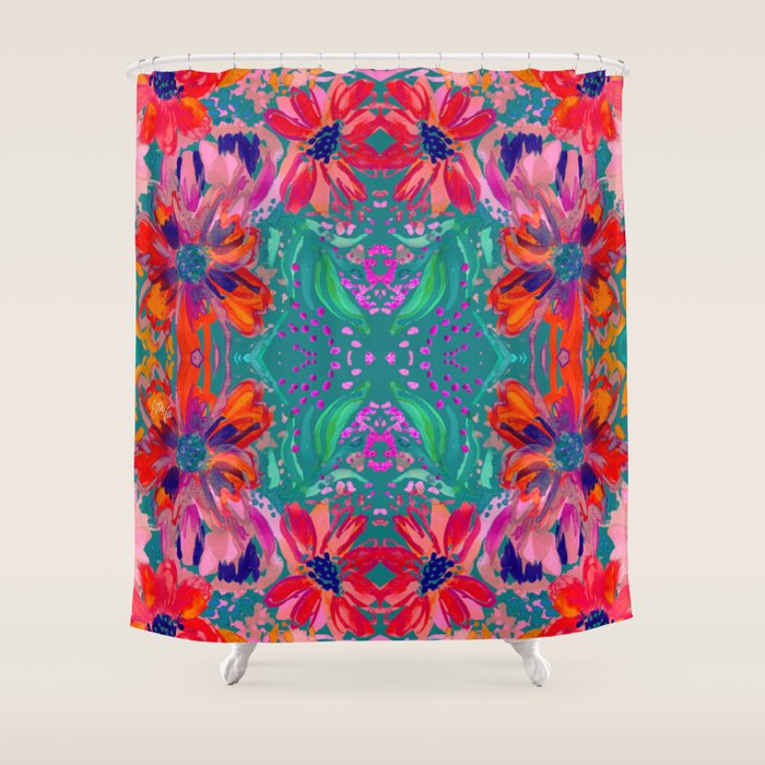 EttaVee Watercolor Florals Shower Curtain Gallery Image 1