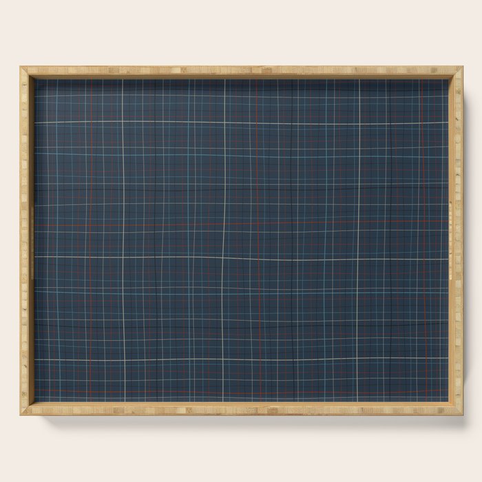 Abstract Plaid 2 blue Serving Tray Gallery Image 1