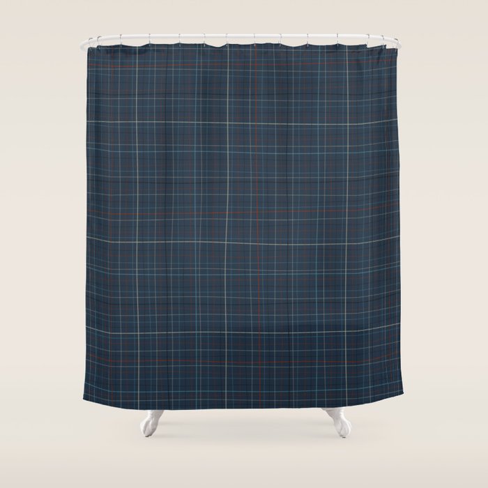 Abstract Plaid 2 blue Shower Curtain