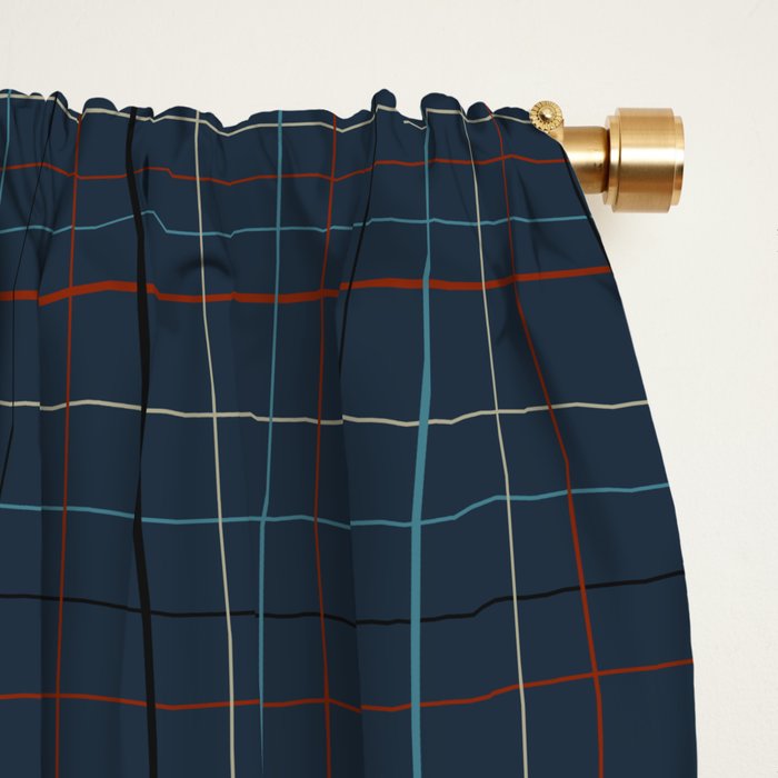 Abstract Plaid 2 blue Window Curtain Gallery Image 2