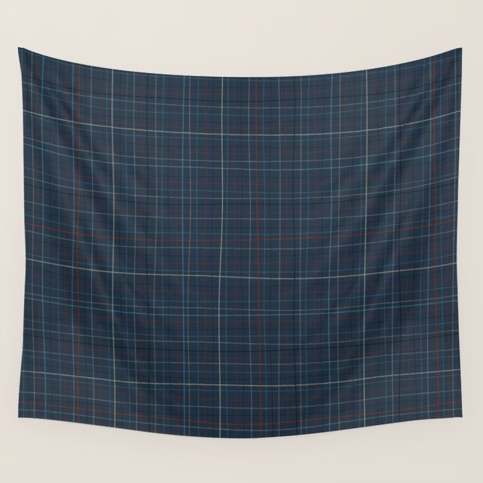 Abstract Plaid 2 blue Wall Tapestry Gallery Image 4