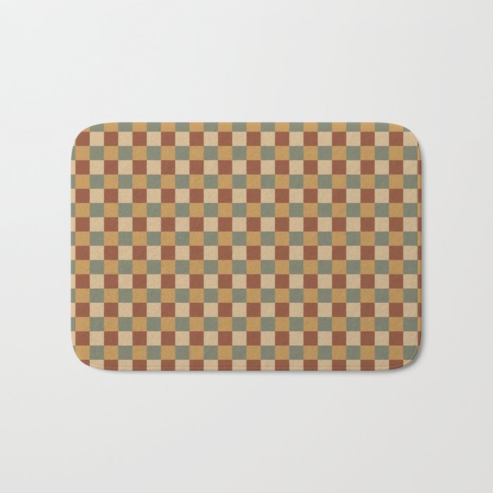 Checkered Multicolor Pattern V Earthy Western Bath Mat Gallery Image 1