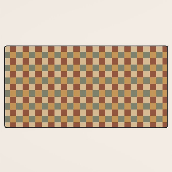Checkered Multicolor Pattern V Earthy Western Desk Mat Gallery Image 3