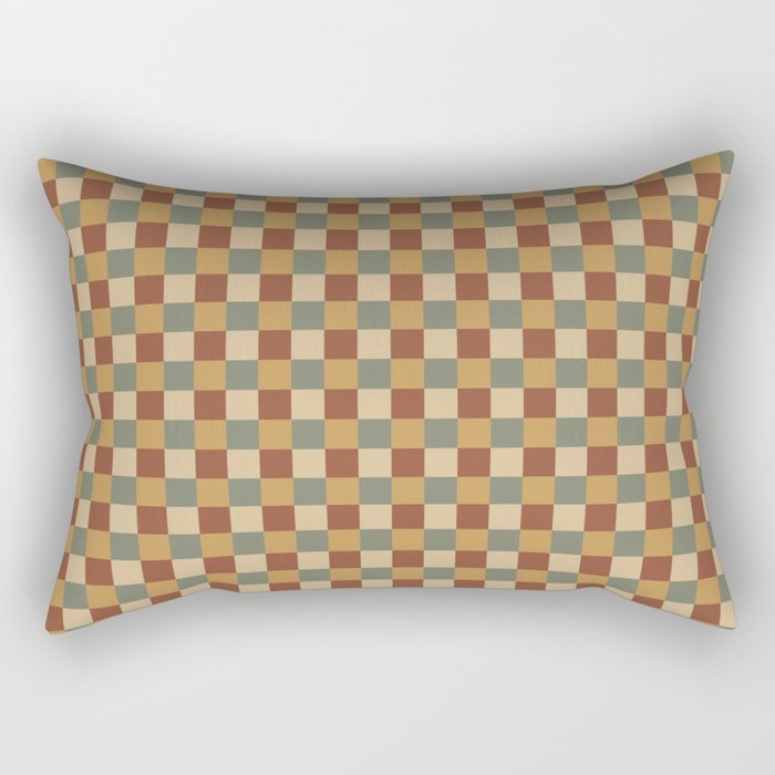 Checkered Multicolor Pattern V Earthy Western Rectangular Pillow Gallery Image 1