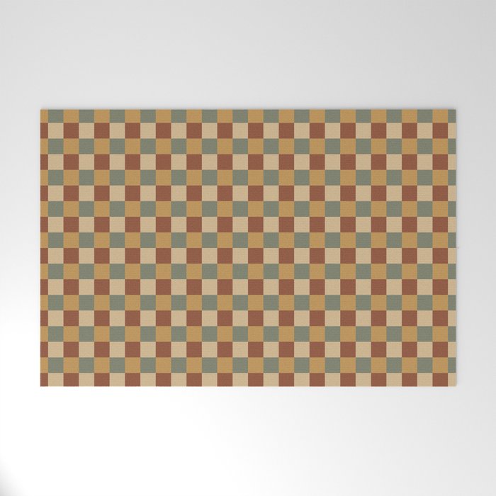 Checkered Multicolor Pattern V Earthy Western Welcome Mat Gallery Image 1