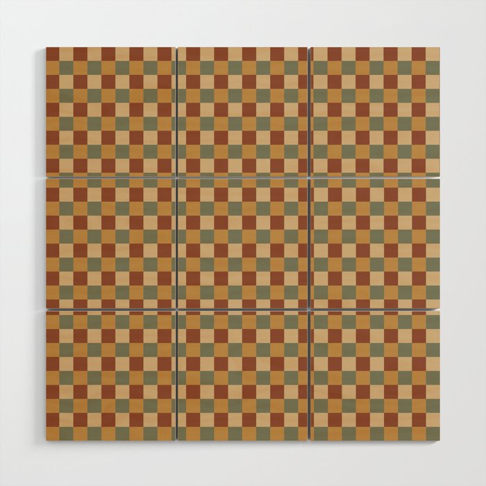 Checkered Multicolor Pattern V Earthy Western Wood Wall Art Gallery Image 1