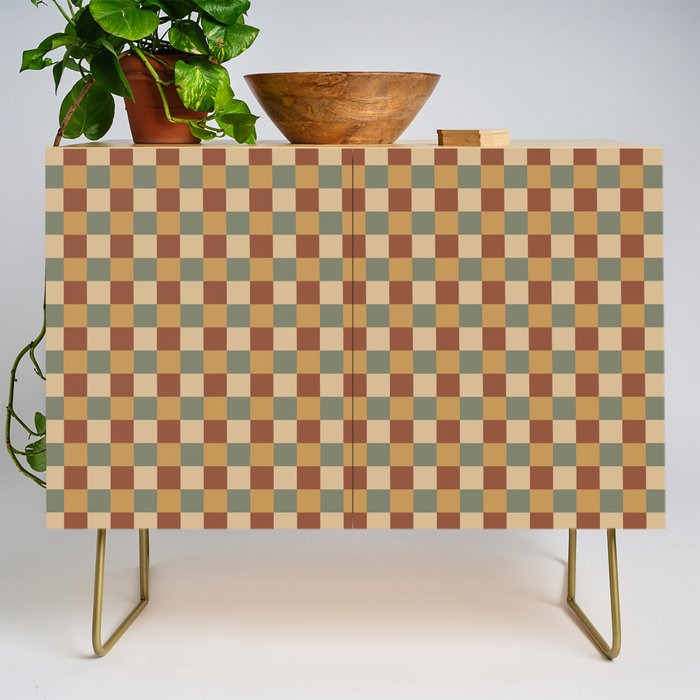 Checkered Multicolor Pattern V Earthy Western Credenza Gallery Image 1