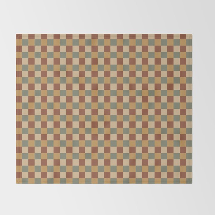 Checkered Multicolor Pattern V Earthy Western Throw Blanket Gallery Image 2