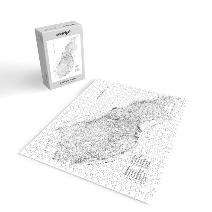 Santa Cruz Surf Map Black and White Jigsaw Puzzle Gallery Image 2