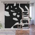 Maze Black & White Minimalist Abstract Mid century Ink Art Dark Brush Strokes Wall Mural Gallery Image 1