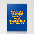 Good Sex, No Stress, One Boo, No Ex, Small Circle, Big Checks Stationery Card Gallery Image 2